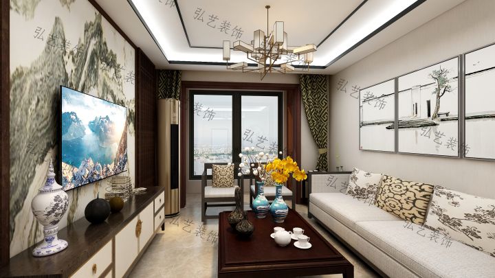 萬(wàn)潤(rùn)城-93平米-新中式風(fēng)格